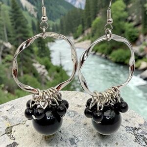 Elegant Silver and Black Dangle Earrings